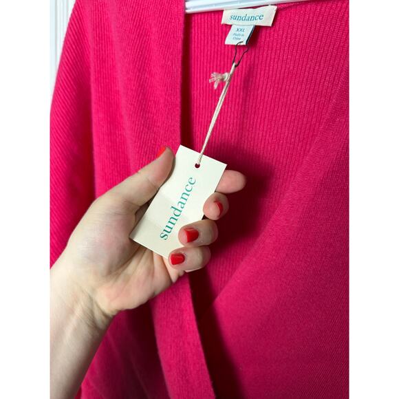 Sundance Hot Pink 100% Cashmere Faux Wrap Ballerina Sweater Size XXL NEW - Picture 5 of 8